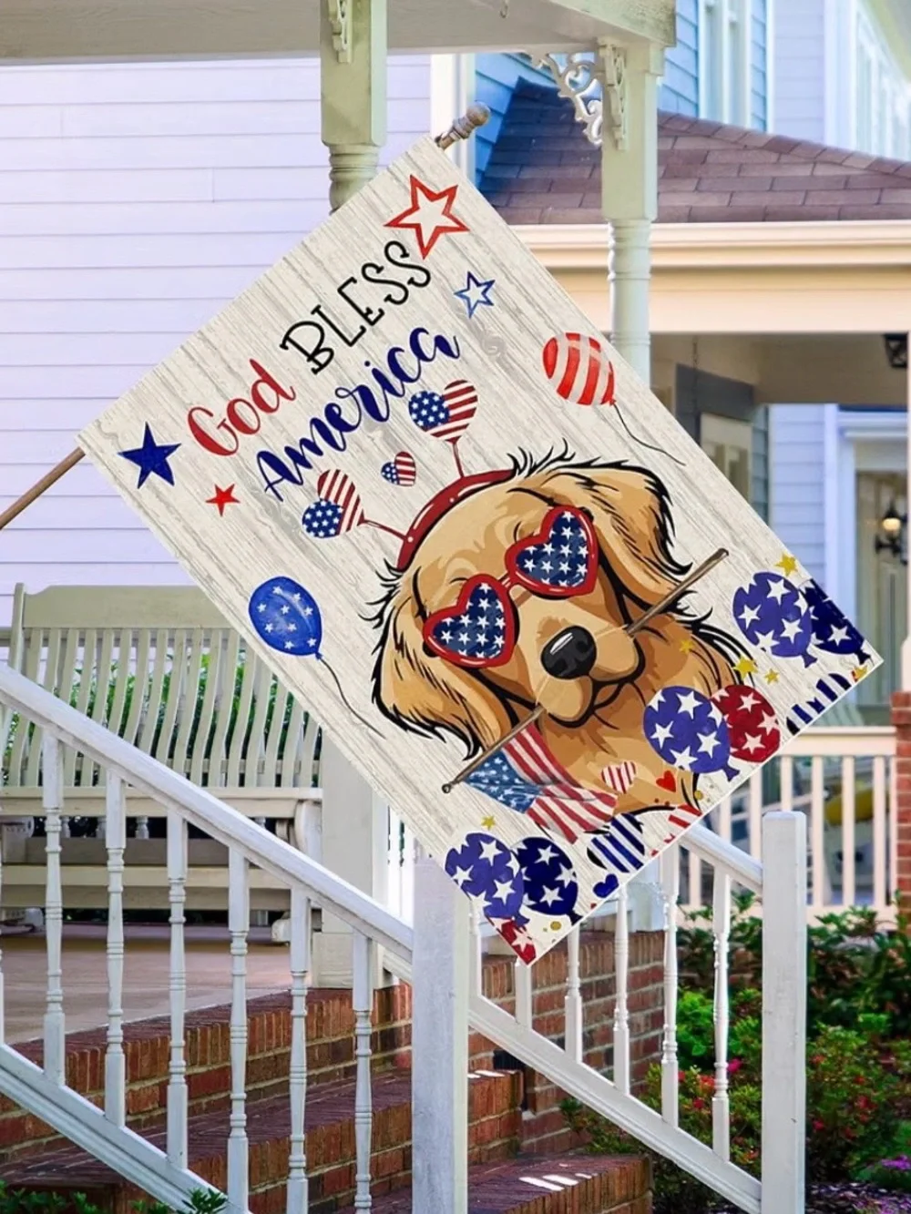 Outdoor Flag with Patriotic Dog Theme